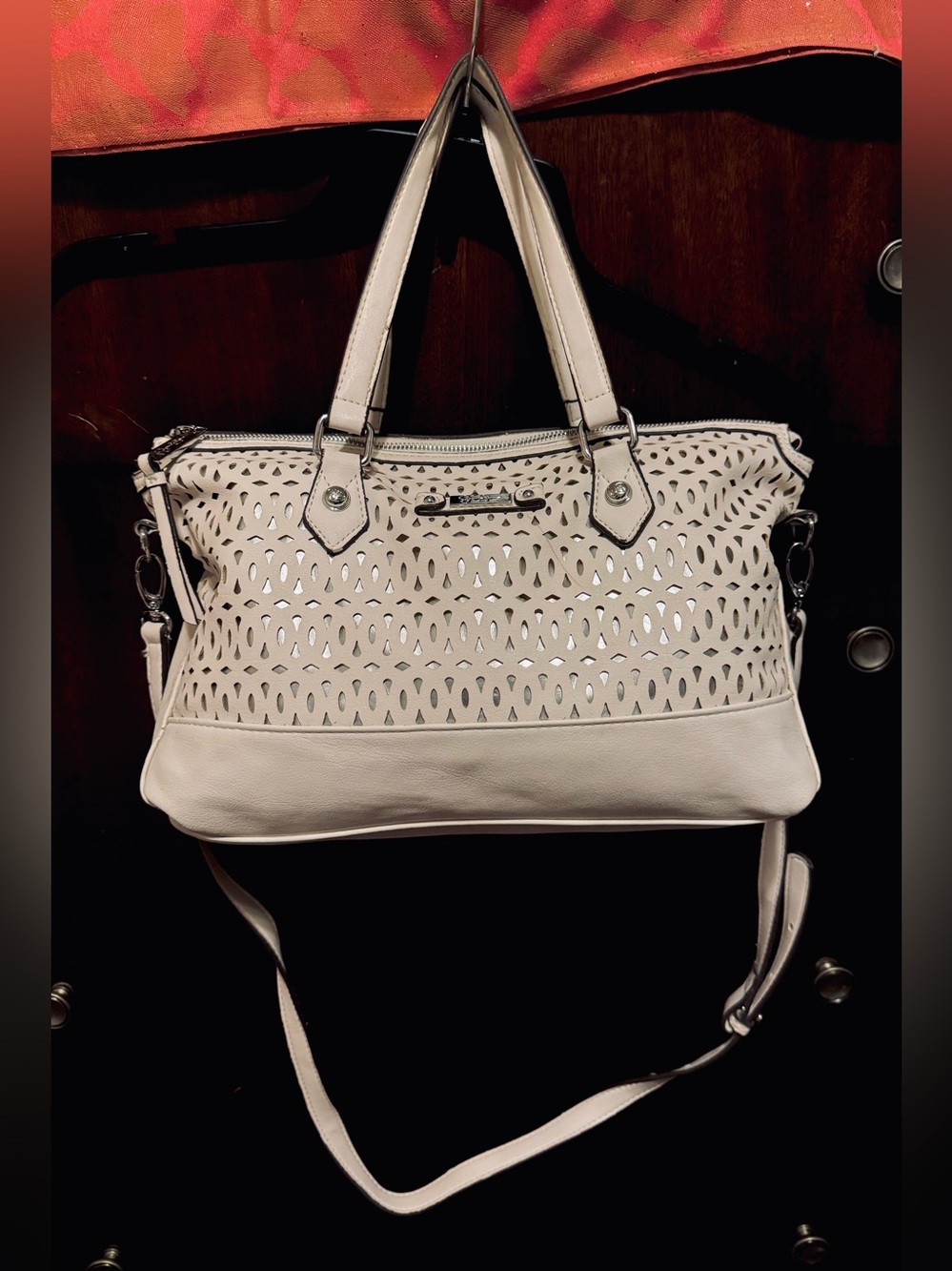Vintage Jessica Simpson Laser-Cut Satchel handbag with Removable Strap